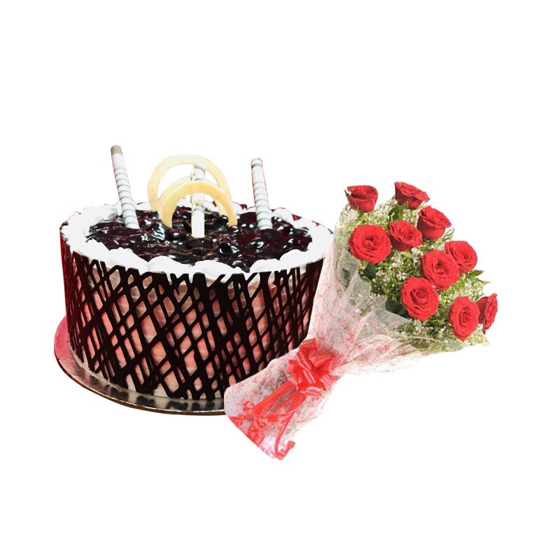 Chocolate Cake4 1/2Kg With 10 Roses Bunch