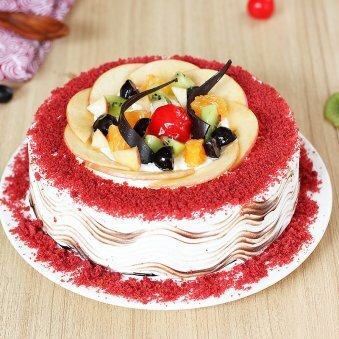 RED VELVET WTH FRUITS , online cake order in gurgaon